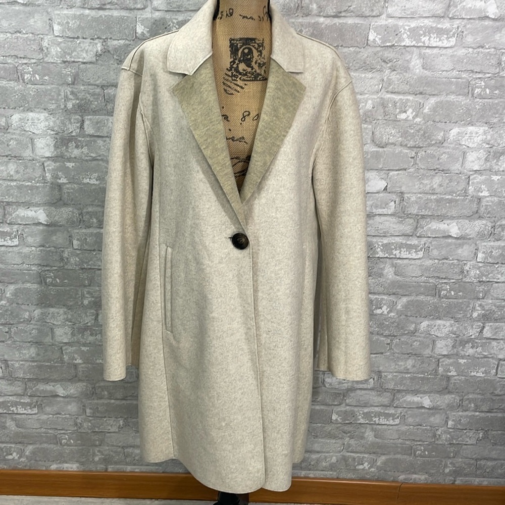 Sam Edelman Single Breasted Reefer Two Tone Coat